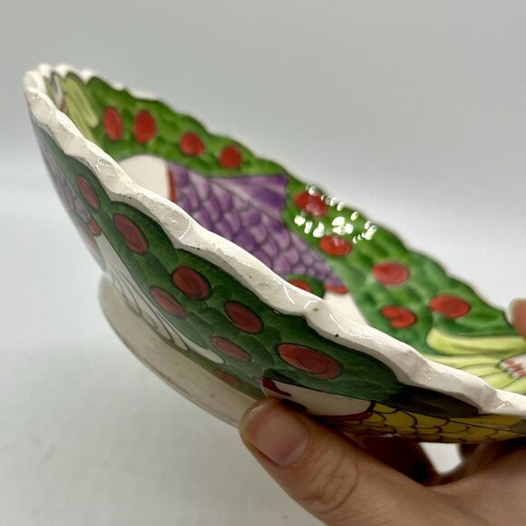 Turkish Pottery Hand Painted Fish Bowl 6” Dortler Cini Kutahya Turkey Vintage - Picture 4 of 4